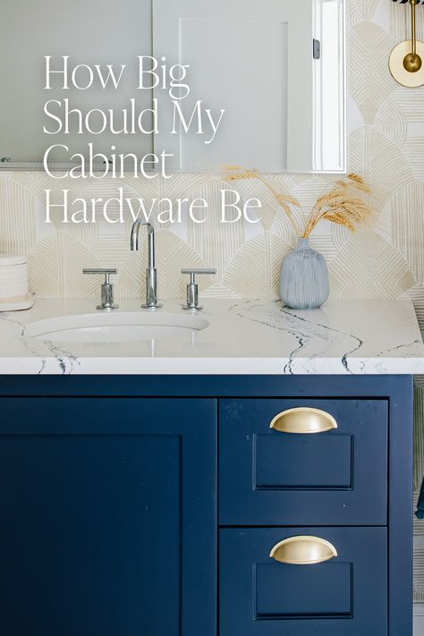 Sizing for cabinet hardware ins & outs Bathroom Vanity Knobs, Bathroom Cabinet Pulls, Bathroom Cabinet Handles, Makeover House, Luxury Bathrooms, Tall Cabinet, Cabinet Pulls, Interior Design Firm, Bathroom Style