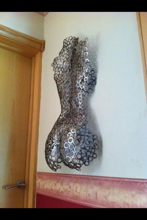 Plaster cast body immortalized with steel washers by Burned by Design. just lay the washers out on the plaster form and arc weld. great for pregnancy honoring. Body Casting Art, Body Casting, Belly Casting, Body Cast, Cast Art, Plaster Cast, Iron Woman, Automotive Decor, Plaster Art