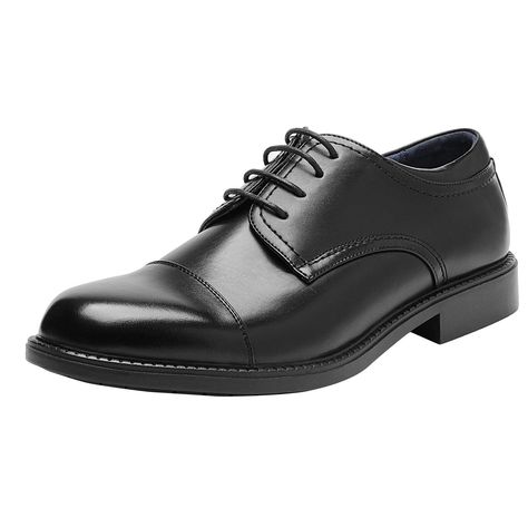 PRICES MAY VARY. Men’s derby shoes designed in the USA. Soft synthetic leather upper features a cap toe. Classic lace-up construction for a secure fit. Premium leather lining and lightly padded latex footbed for all-day comfort. Flexible and comfortable derby dress shoes with rubber outsole. Heel Height Measurement: Approximately 1 inch. Complete your casual and formal look this season with these wing tip stylish oxford lace-ups featuring decorative perforation for vintage appeal. Featuring perf Formal Dress Shoes, Comfortable Dress Shoes, Cap Toe Shoes, Derby Dress, Shoes Classic, Black Dress Shoes, Oxford Dress Shoes, Oxford Shoes Men, Wide Shoes