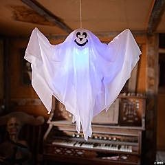 Save on Scary, Halloween, Outdoor Holiday Decor | Oriental Trading Light Up Ghost, Patio Party Decorations, Halloween Hanging Ghost, Halloween Hanging Decorations, Flying Ghost, Front Yard Patio, Led Bleu, Hanging Ghosts, Ghost Lights