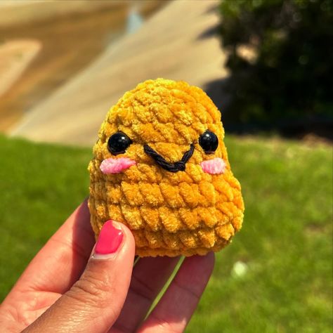 day 31 of AmiguruMay! a chicken nugget! ✨ pattern by @crochetbyshammy • • • • • • • • • #amigurumi#amigurumay#plushie#plushies#crochet#crochetaddict#handmade#yarn#yarnaddict#yarnlove#smallbusiness#smallbusinessowner#soft#toys#textile#textileart#art#artist#etsy#etsyseller#etsyshopowner#etsyshop#nugget#chickennuggets#food#crochetfood Chicken Nugget Crochet Pattern, Crochet Chicken Nugget, Plushies Crochet, Food Plushies, Crochet Chicken, Chicken Nugget, Handmade Yarn, Nugget Necklace, Crochet Food