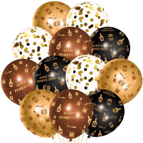 PRICES MAY VARY. Package Include: Here are 36 sets of balloons for you! 4 colors: gold, black, brown, sequin balloon, 1* ribbon. Size: 12inch. (The specific colors of balloon can refer to the picture.) Material: These balloon are non-toxic, harmless, thick. Made of eco-friendly natural latex, which is durable and easy to inflate. They can be inflated with air or helium to a full state for up to 72 hours and reused for many times. Exquisite Design: This balloons are all printed with the exquisite Whiskey Theme Party, Vintage Themed Party, Jack Daniels Party, Fiesta Theme Party, Fiesta Theme, Balloons Party, Kids Gift Guide, Booth Props, Background Photo