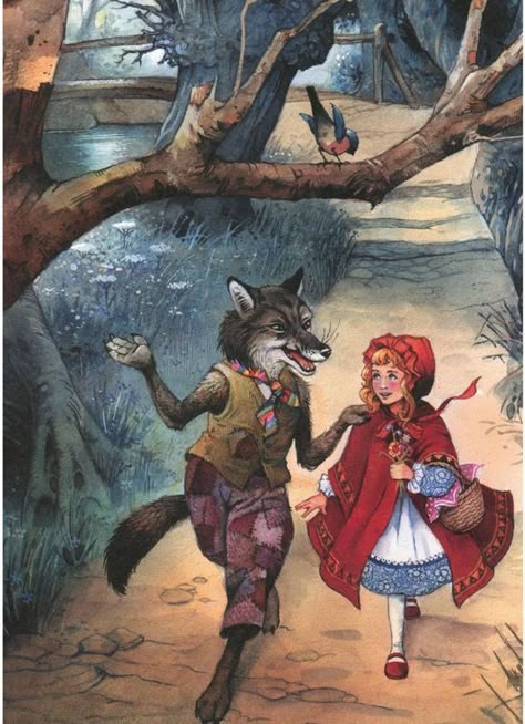 Red Riding Hood Wolf, Red Riding Hood Art, Wolf Illustration, Etiquette Vintage, Werewolf Art, Picture Illustration, Fairytale Art, Red Hood, People Illustration