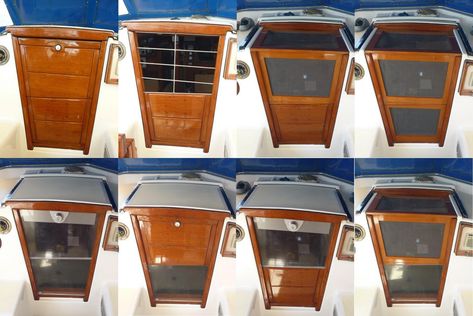 sailboat wood companionway - Google Search Catalina 22, Simson Moped, Sailboat Restoration, Used Sailboats, Liveaboard Sailboat, Boat Interior Design, Sailboat Interior, Sailboat Living, Sail Life