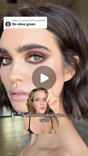 Make Up For Green Eyes Tutorial, Eyeshadow Colors For Green Eyes, Colors For Green Eyes, Olive Green Eyes, Big Round Eyes, Dark Green Eyes, Red Lipstick Matte, Eyeshadow Colors, Makeup Hacks Tutorials