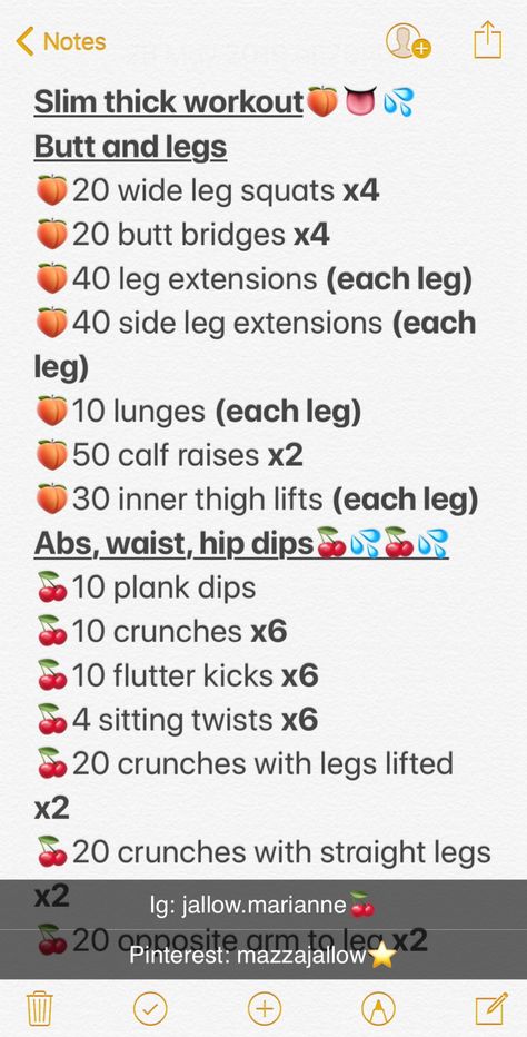 Slim thick workout!!!🍒🍑 works within a week if done properly💦💦 Summer Body Workout Plan, Summer Body Workouts, Month Workout, Trening Fitness, Planet Fitness, Yoga Iyengar, Body Workout At Home, Health And Fitness Articles, Body Workout Plan