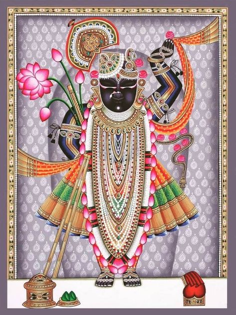 Buy Pichwai Painting Traditional Art Shreenath Ji Painting Home Decor Religious Art Online in India - Etsy Shreenath Ji, Pichwai Painting, Buddhist Art Drawing, Kalamkari Painting, Pichwai Paintings, Lord Ganesha Paintings, Tanjore Painting, Ganesha Painting, Painting Home Decor