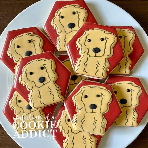 Labrador Cookies Decorated, Golden Doodle Cookies Decorated, Golden Retriever Cookies Decorated, Dog Cookies Decorated Royal Icing, Corgi Cookies Decorated, Golden Retriever Cookies, Dog Royal Icing Cookies, Dog Decorated Cookies, Dog Sugar Cookies Decorated