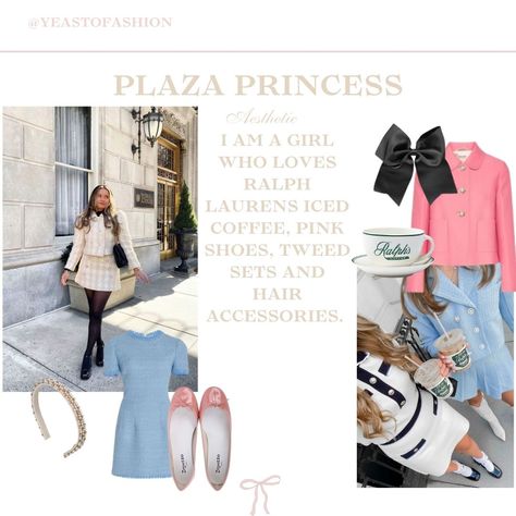 Everything you need for a plaza princess style. Bows, cute pastel dresses, contrasting sets, headbands and ballerinas. Plaza Princess Aesthetic, Plaza Core, Plaza Princess, Lily Core, Mood Board Fashion Inspiration, Productive Lifestyle, Pastel Dresses, Charlotte York, Background Pastel