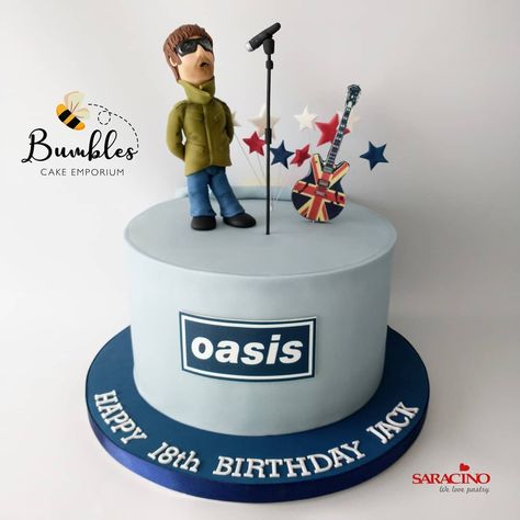 Bumbles Cake Emporium 🐝 on Instagram: “Today is gonna be the day... Cake for an Oasis fan! Featuring a model of Liam Gallagher and the legendary Union Jack guitar. Some special…” Oasis Birthday Cake, Oasis Cake, Music Themed Cakes, Liam Gallagher, Cakes For Men, Music Themed, Union Jack, 18th Birthday, Themed Cakes