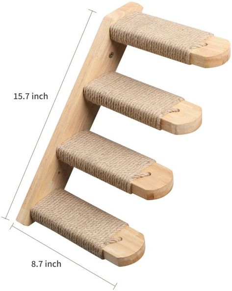 FUKUMARU Cat Climbing Shelf Wall Mounted Four Step Cat Stairway with Jute Scratching for Cats Perch Platform Supplies2 Cat Climbing Wall Shelves, Best Cat Scratching Post, Diy Cat Shelves, Cat Walkway, Katt Diy, Cat Climbing Wall, Cat Climbing Shelves, Katt Grejer, Cat Stairs