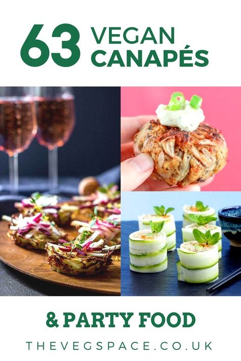 63 Recipes for Vegan Canapes and Party Food you need to know about #vegan #plantbased #partyfood | www.thevegspace.co.uk Vegan Canapes, Vegan Picnic Ideas, Vegetarian Canapes, Vegan Party Snacks, Vegan Valentines, Vegan Finger Foods, Vegan Catering, Vegan Picnic, Vegan Easter Recipes