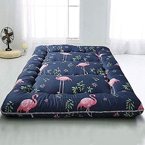 TOPYL Boys Girls Foldable Bed,Camping Mattress Futton Sofa Bed,Navy Flamingo Printed Japanese Mattress,Thickness:10cm Flamingo King:180x200cm Japanese Mattress, Thick Mattress Topper, Best Futon, Japanese Bed, Futon Living Room, Heated Mattress Pad, Portable Mattress, Portable Bed, Mattress Toppers