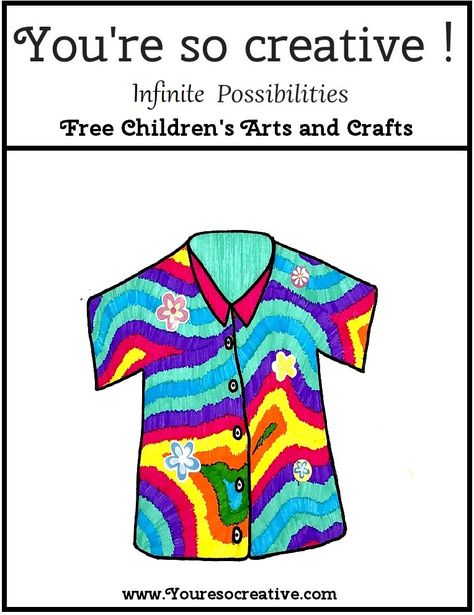 Your little artist will have fun making this Hawaiian Shirt . For more FREE craft projects please visit www.youresocreative.com Luau Crafts, Hawaii Crafts, Shirt Craft, Hawaiian Crafts, Summer Camp Activities, Summer Preschool, Luau Theme, Hawaiian Art, Summer Crafts For Kids