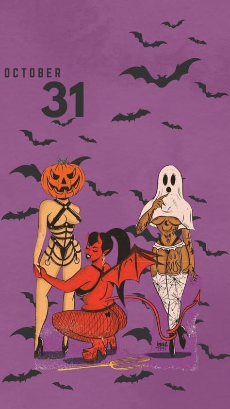 Pinup Halloween Wallpaper, Halloween Pin Up Wallpaper, Pin Up Wallpaper, Halloween Vintage Art, Pinup Halloween, Halloween Pin Up, Art Parody, Quirky Art, Halloween Inspo