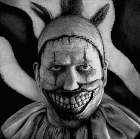 Twisty the Clown art American Horror Story Clown, Ahs Freakshow, Creepy Clown Pictures, Haunt Makeup, American Horror Stories, Clown Paintings, Horror Drawing, Clown Tattoo, Story Drawing