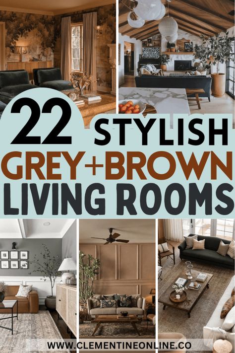 Can you Put Brown and Grey together? 22 Stylish Living Room ideas - Clementine Online Brown Grey Cream Living Room, Grey Cognac Living Room, Gray And Brown Family Room, Charcoal Gray And Brown Living Room, Grey Living Room With Brown Furniture, Brown Grey Flooring Living Rooms, Taupe Walls Grey Couch, Living Room Dark Gray Walls, Living Room Decor Gray And Brown