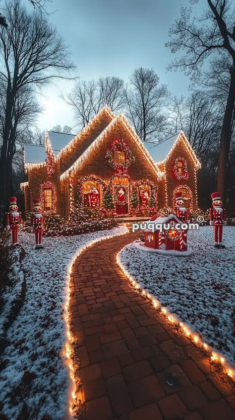 Make your home stand out with festive Christmas house exterior decor. From lights to wreaths, these ideas will bring holiday cheer to the whole neighborhood. Colored Christmas House Lights, Gingerbread Christmas Lights On House, Christmas House Decor Exterior, Christmas Lights Colonial House Exterior, House Christmas Lights Outdoor Ideas, Exterior Christmas Lights Ideas House, Colorful Christmas Lights On House, Gingerbread House Exterior Decorations, Christmas Lights House Exterior