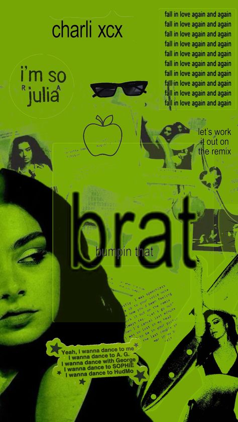 🍏 #brat #music #bratsummer #charlixcx #album #aesthetic #green #collage #wallpaper #background #greenaesthetic #vibes #partygirl Green Collage Wallpaper, Green Collage, Album Aesthetic, 2000s Fashion Trends, Collage Wallpaper, Aesthetic Green, Falling In Love Again, Charli Xcx, Love Again