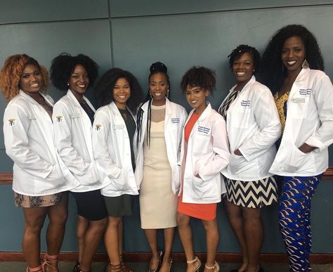 Because of Them, We Can on Instagram: “Absolutely beautiful: Seven future doctors of physical therapy at their white coat ceremony at Hampton University. #becauseofthemwecan #blackgirlmagic” Black Appreciation, White Coat Ceremony, Hampton University, Doctor Of Physical Therapy, Black Knowledge, Med School, Medical Field, Physical Therapist, White Coat