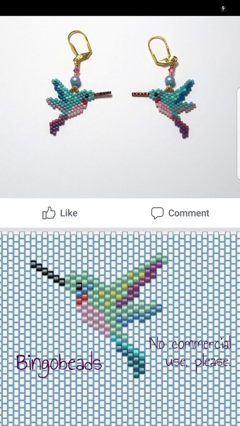 Seed Bead Hummingbird Pattern, Brick Stitch Animal Patterns, Brick Stitch Animals, Seed Bead Animals Patterns, Brick Stitch Pattern Earring, Seed Bead Jewelry Patterns, Seed Bead Crafts, Beaded Earrings Tutorials, Brick Stitch Earrings