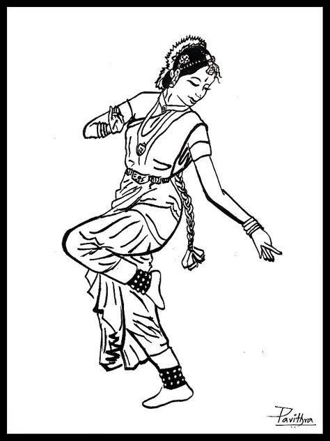 Bharatnatyam Sketch, Kuchipudi Dance Drawing, Dance Art Drawing, Drawing Symbols, Kuchipudi Dance, Style Fanart, Dance Drawing, Indian Ceramics, Bharatanatyam Poses