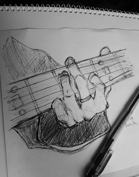 Guitar Sketch, Guitar Drawing, Seni Dan Kraf, Meaningful Drawings, 인물 드로잉, Easy Drawings Sketches, Book Drawing, Doodle Art Designs, Art Drawings Sketches Creative