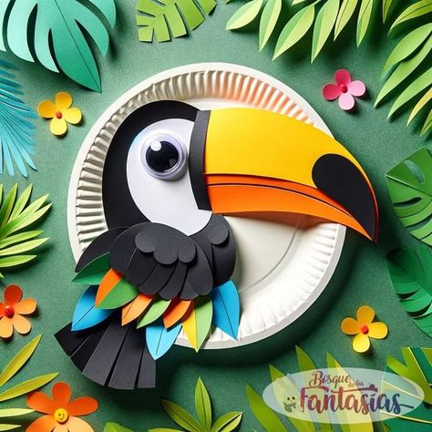 Hiasan Merdeka, Toucan Craft, Animals Crafts, Paper Plate Crafts For Kids, Art Plan, Jr Art, Origami Paper Art, Cool Paper Crafts, Bird Crafts