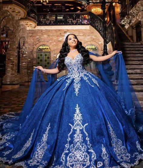 Royal Blue Quinceanera Dresses With Sleeves, Cobalt Blue Quinceanera Dress, Quince Dresses Navy Blue And Silver, Dark Blue 15 Dresses, Quince Dresses Royal Blue Butterfly, Dark Blue Charro Quinceanera Dresses, Quinceanera Dresses Blue And Silver, Royal Blue With Silver Quinceanera Dresses, Royal Blue Qinsenara Dresses