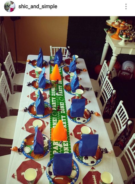 All-star Sports Theme Birthday Party Table Setting and Decor Sports Theme Table Decorations, All Star Birthday Party Decoration, All Star Birthday Party, Birthday Party Table Setting, Sports Theme Birthday Party, Birthday Party Table Decorations, Star Birthday Party, Birthday Party Table, Sports Theme Birthday