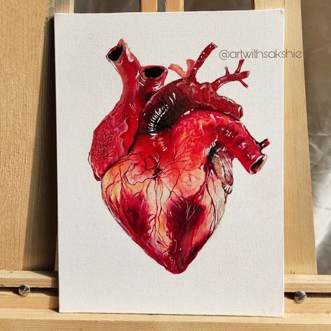 Heart Heart On Fire Painting, Realistic Heart Painting, Heart Painting Acrylic, Investigatory Project, Realistic Heart, Color Drawing Art, Fire Painting, Color Drawing, Heart Wall Art