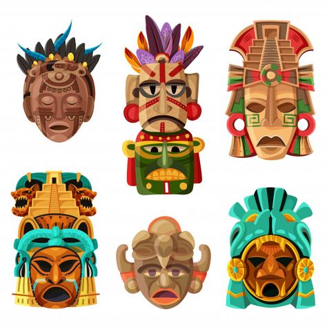 Mayan Mask, Aztec Mask, Mask Cartoon, Maya Civilization, Mexican Mask, Mayan Calendar, Mayan Art, Mayan Culture, Ancient Mayan