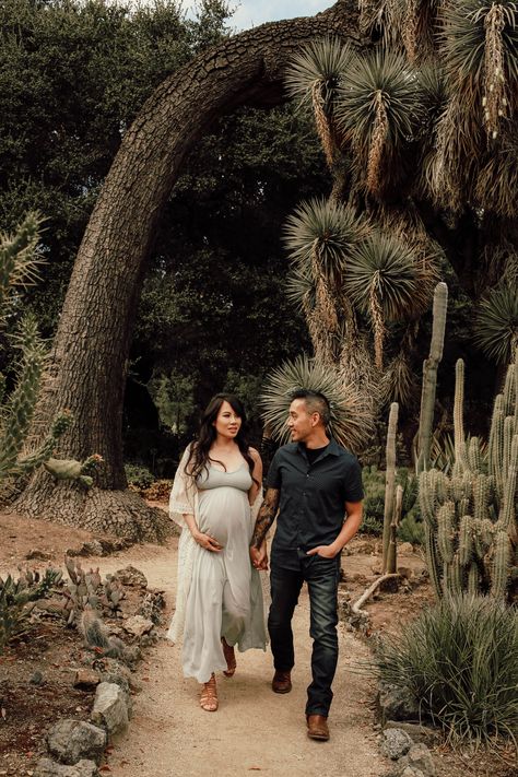 Cactus Maternity Photos, Cactus Garden Photoshoot, Maternity Pictures In Garden, Arizona Maternity Photos, Maternity Photography Garden, Arizona Maternity Shoot, Arizona Cactus Garden, Arizona Garden, Maternity Photography Poses Outdoors