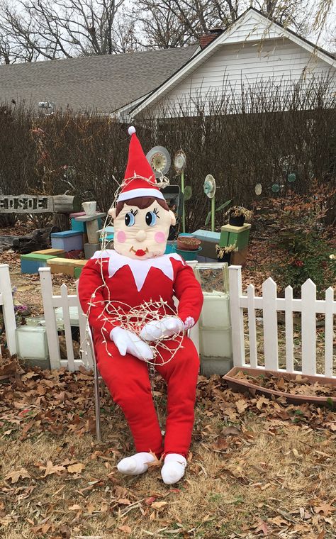 Buddy The Elf Yard Decorations, Giant Elf On The Shelf, Farming Elf On The Shelf, Elf On The Shelf Yard Sign, Wooden Elf Diy, Giant Stuffed Elf On The Shelf, Shelf Garden, Fold Towels, Elf On The Shelf Idea