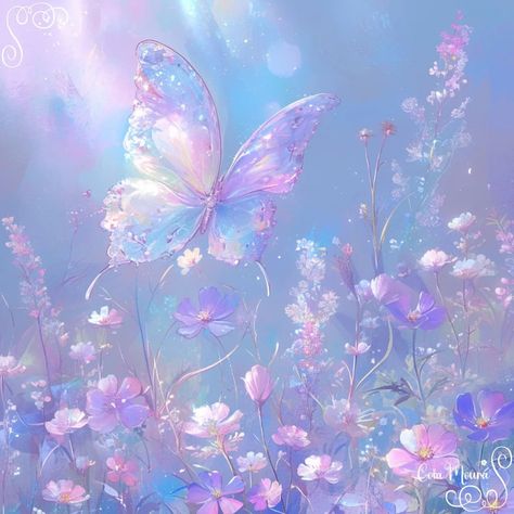 Flower Fantasy Art, Butterfly Aesthetic, Calligraphy Flowers, Iphone Wallpaper App, Aesthetic Painting, Pastel Flowers, Wallpaper App, Pretty Wallpapers Backgrounds, Butterfly Wallpaper