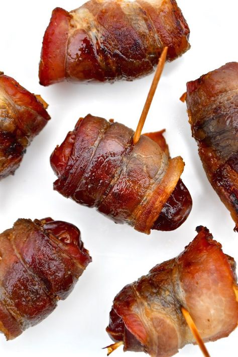 Dates Wrapped In Bacon, Shake And Bake Pork, Dates Stuffed, Wrapped Dates, Gluten Free Puff Pastry, Bacon Wrapped Dates, Wrapped In Bacon, Bacon Appetizers, Shake N Bake