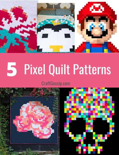 5 Pixel Quilt Patterns – Quilting Pixel Quilt Pattern, Pixel Quilt, Cool Crochet Ideas, Twister Quilts, Craft Patterns Free, Sewing Patterns For Babies, Pixel Quilting, Patterns For Clothing, Diy Baby Clothes