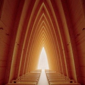 Copper-clad chapel in Finland has a  curving wooden frame like a ship's hull Architecture Cool, Turku Finland, Architecture Unique, Modern Church, Wooden Architecture, Walter Gropius, Church Interior, Religious Architecture, Sacred Spaces