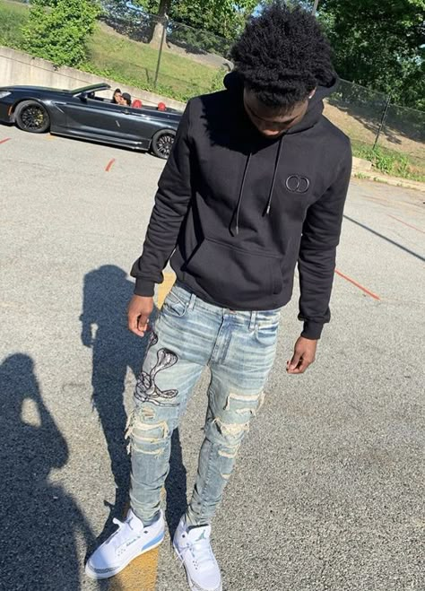 Drip Ideas Clothes Men, Amiri Jeans Outfit Men, Drip Outfits Boys, Atlanta Fits, Drippy Outfits Boys, Slim Fit Jeans Outfit, Mens Drip, School Picture Day Outfit, Us Drip