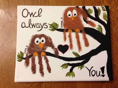 Owl always love you handprint art Hand Print Art, Footprint Crafts, Baby Art Projects, Footprint Art, Mothers Day Crafts For Kids, Handprint Crafts, Daycare Crafts, Valentines Art, My Funny Valentine