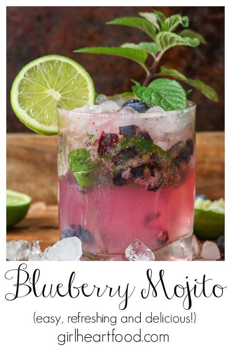 Looking for an easy summer cocktail? This fresh blueberry mojito is a fun twist on a classic - easy, refreshing and delicious! #blueberrymojito #blueberrymojitorecipe #blueberrymojitos #berrymojito #easymojito #mojitorecipe #mojitodrink #homemademojito #mojitococktail #rumcocktail #summercocktail Blueberry Mojito Recipe, Rum Cocktails Easy, Cocktail Recipes Tequila, Yummy Summer Drinks, Blueberry Mojito, Frozen Cocktail Recipes, Mojito Mocktail, Easy Summer Cocktails, Raspberry Vodka