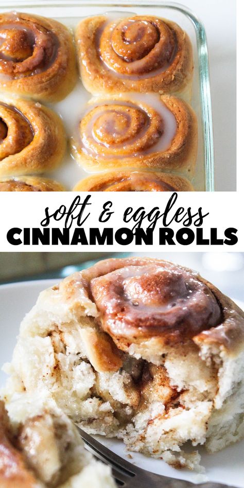 Eggless Cinnamon Buns, Homemade Cinnamon Rolls No Egg, Easy Cinnamon Rolls No Eggs, Dessert Recipes Easy No Eggs, Cinnamon Buns No Egg, Deserts Without Eggs Easy, Deserts Recipes Without Eggs, Egg Free Cinnamon Roll Recipe, No Egg Cinnamon Rolls