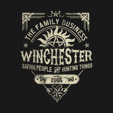 A Very Winchester Business - Supernatural - T-Shirt | TeePublic Supernatural Poster, Supernatural Series, Supernatural Merchandise, Supernatural Tshirt, Supernatural Bloopers, Supernatural Tattoo, Supernatural Imagines, Supernatural Wallpaper, Supernatural Art