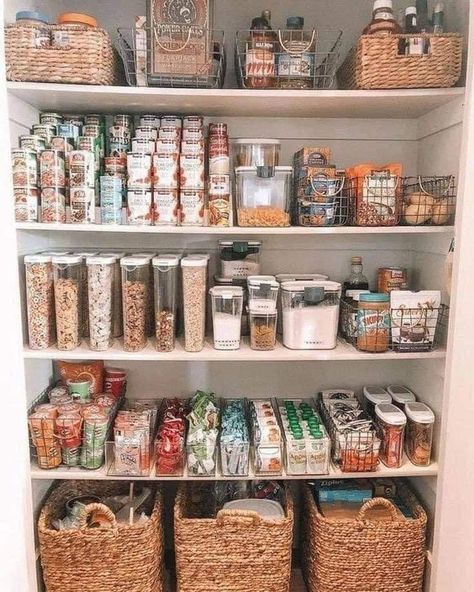 Desain Pantry Dapur, Kitchen Hack Decor, Ikea Raskog, Pantry Organisation, Kitchen Storage Hacks, Desain Pantry, House Organisation, Small Kitchen Storage, Kitchen Organization Pantry