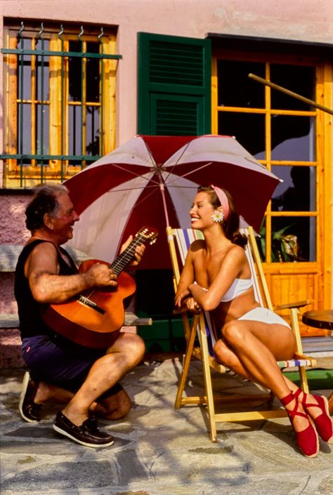 Arthur Elgort, Spanish Espadrilles, Coach Shop, Pucci Print, Gucci Shop, Slim Aarons, Lauren Bacall, Christy Turlington, Crisp White Shirt