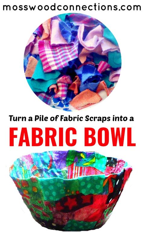 FABRIC BOWL: Turn a Pile of Fabric Scraps into a Fabric Bowl; a Fantastic Homemade Gifts the Kids Can Make Fabric Crafts For Kids, Acrylic Skins, Clothing Study, Fabric Bowl, Diy Bowl, Fabric Crafts Diy, Crafts For Teens To Make, Fabric Bowls, Diy Event