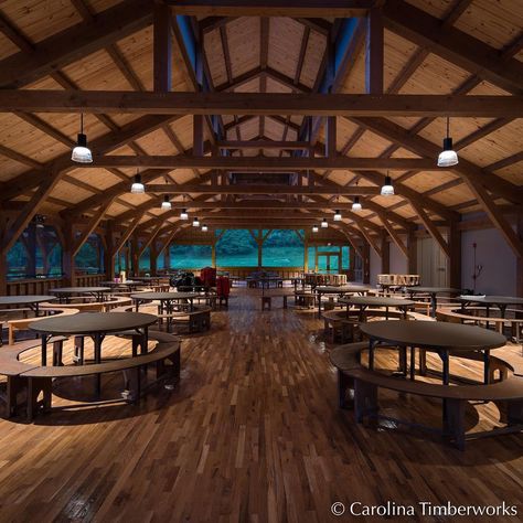 Just in case you wondered what the interior of Gwynn Valley’s new Dining Hall looks like before the kids arrive for summer camp… Camp Cabin Aesthetic, Summer Camp Aesthetic, Camp Design, Camp House, Frame Work, Summer Hill, Bella Wedding, Timber Frame Construction, Church Camp