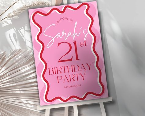 21st Birthday Welcome Sign, 21st Birthday Sign, 21st Bday Ideas, 21st Birthday Party, Party Welcome Sign, Happy Birthday Signs, Birthday Party 21, 25th Birthday, Paint And Sip