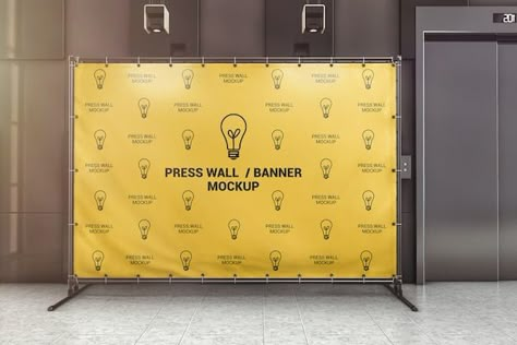 Press Wall, Banner Mockup, Wall Stand, Metallic Frame, Office Lobby, Card Printing, Banner Stands, Mockup Downloads, Wall Banner