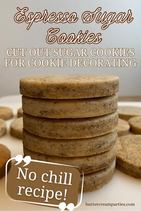 These espresso sugar cookies are so good with a vanilla base and an undeniable kick of espresso. Usually when I am making a flavored cookie, I want to be able to taste the flavor, not just smell it or see it, you know what I mean? Well, you don't have to worry with these espresso sugar cookies. They smell AHH-mazing, have pretty swirls and specks of espresso, and taste exactly how you want them to taste. This cut out sugar cookie recipe is a no chill recipe! Top with buttercream or royal icing. Sugar Cookie Flavor Recipes, Flavored Cutout Cookies, Christmas Cutout Sugar Cookies, Flavoured Sugar Cookies, Cut Cookie Recipe, How To Flavor Royal Icing, Snickerdoodle Sugar Cookies Cut Out, Cookie Recipes For Decorating, Cinnamon Royal Icing Recipe